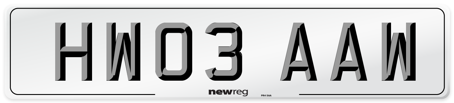 HW03 AAW Number Plate from New Reg